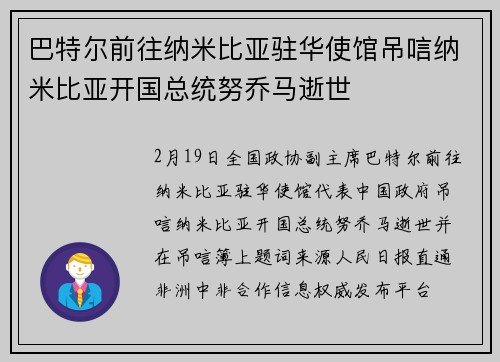 巴特尔前往纳米比亚驻华使馆吊唁纳米比亚开国总统努乔马逝世