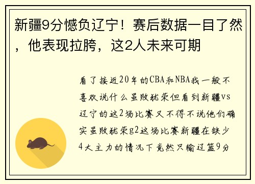新疆9分憾负辽宁！赛后数据一目了然，他表现拉胯，这2人未来可期